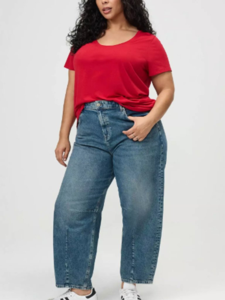Torrid High-Rise Drapey Barrel Jean Nwt 22r
